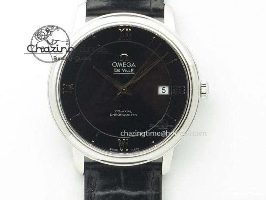 0205 Flexible De Ville MK 1:1 Best Edition SS White Dial On Black Leather Asian Seagull T1701 (Sec@6) 8244